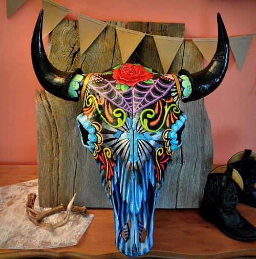 bison skull painting