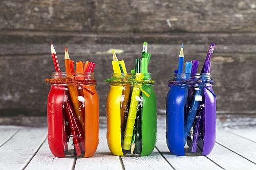 Rainbow mason jar set