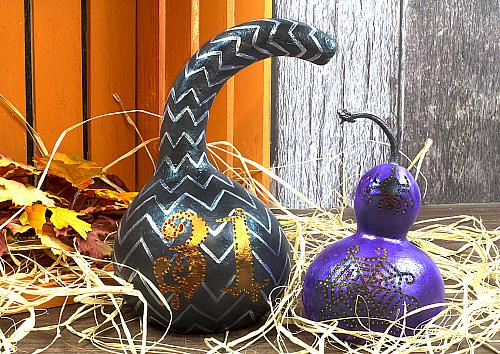 Painted Halloween Gourd Luminaries