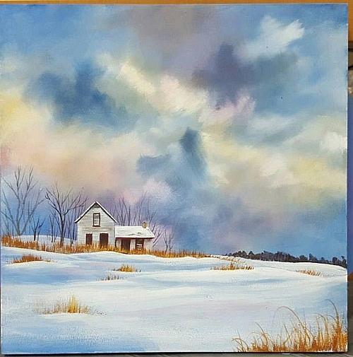 painting winter sky acrylics