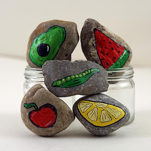 How to Make 5 Food Painted Rocks - Fruits