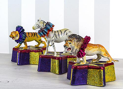 Glittered Circus Animals and Stands - DecoArt LLC