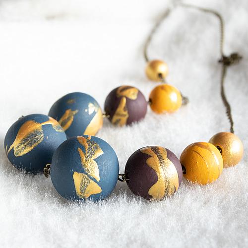 Wooden Beads & Polymer Clay Necklace-tuongthan.vn