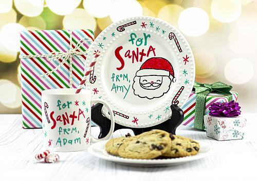 Santa cookie plate and mug outlet sets