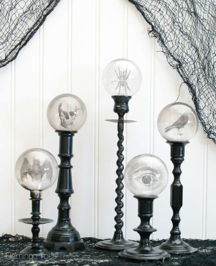 Crystal ball candlesticks