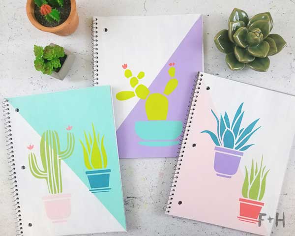 Notebooks painted with simple succulents