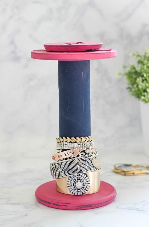 Wooden Spool Bracelet Holder