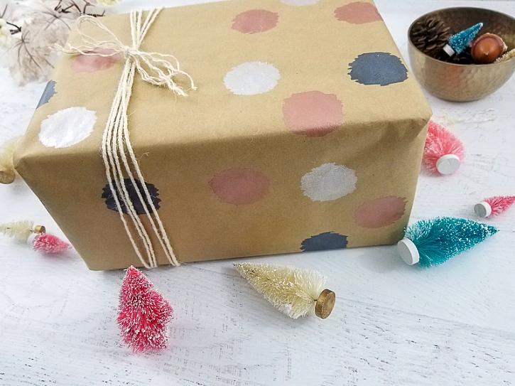 Stenciled Metallic Kraft Wrapping Paper