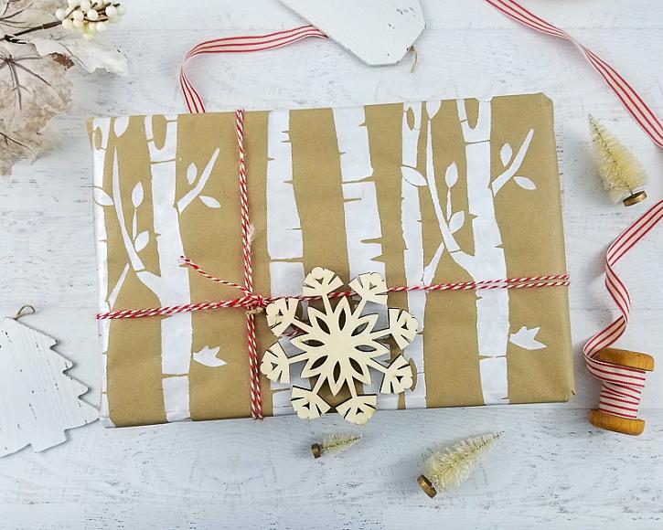 Stenciled Metallic Kraft Wrapping Paper