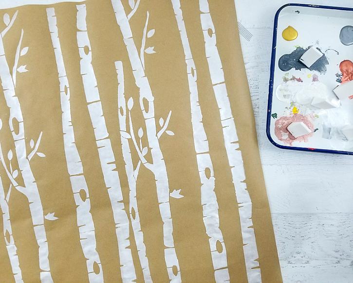 Stenciled Metallic Kraft Wrapping Paper