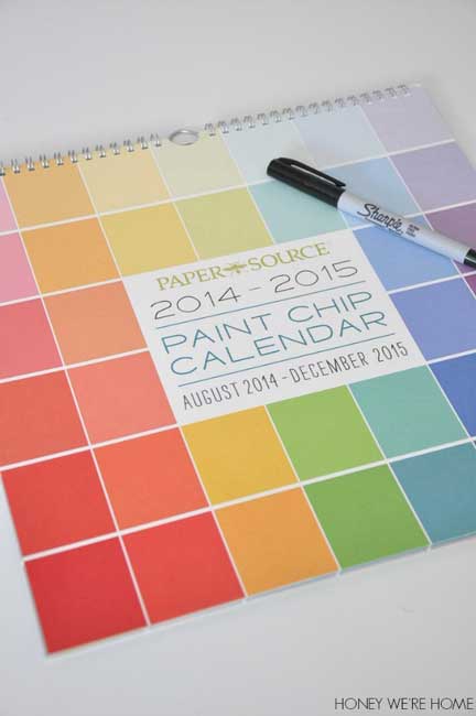 A paint chip wall calendar