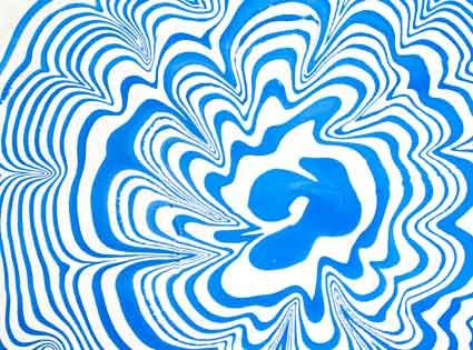 A blue and white suminagashi print