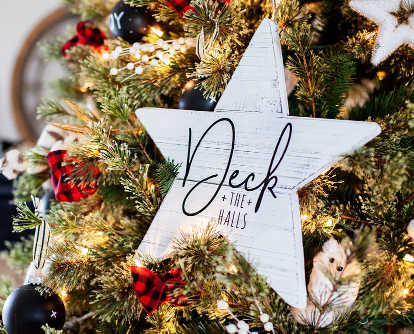 Star shaped ornaments painted with chalky white paint