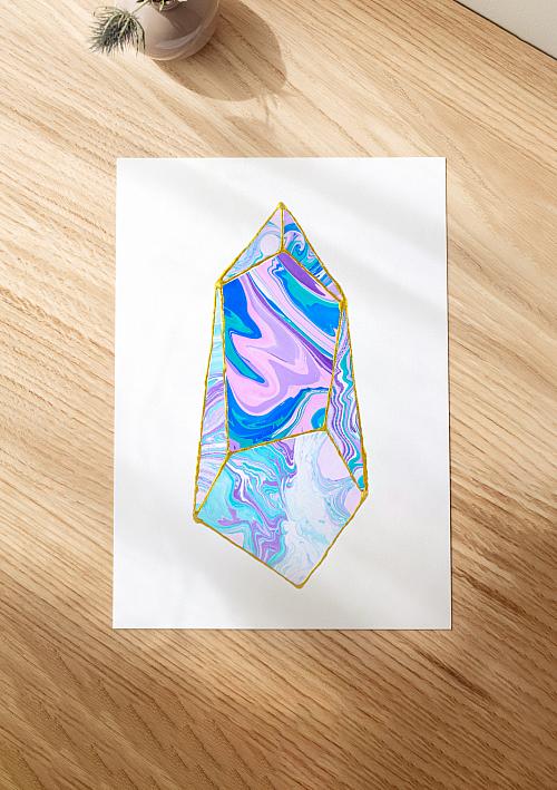 A crystal geode pattern made out of marbled paper