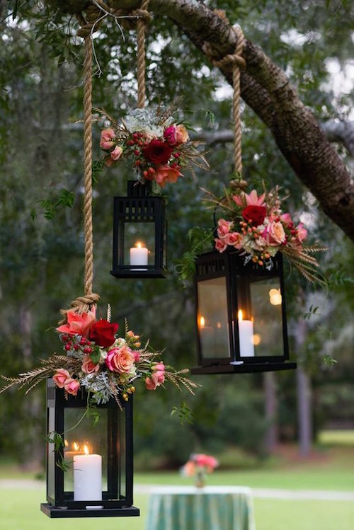 Floral hanging lanterns
