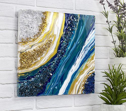 Resin Geode Pour on Canvas with Glitter - Resin Crafts Blog