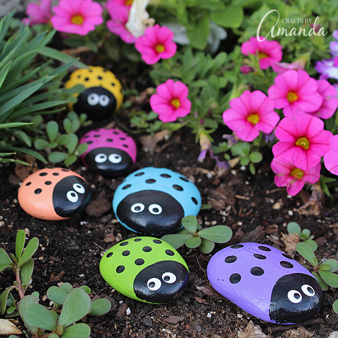 Ladybug painted rocks