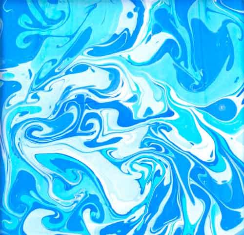 A water marbling print that looks like ocean waves.