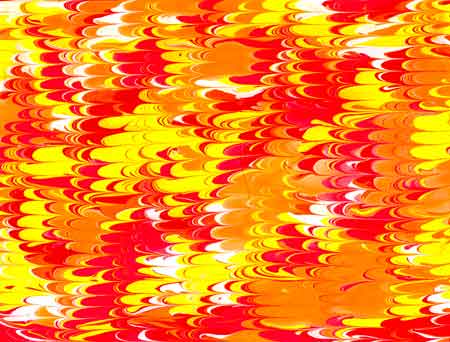 An orange arch pattern water marbling print.